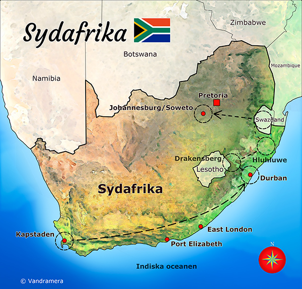 Vandramera Sydafrika Karta