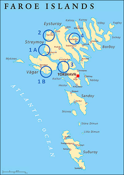 Vandramera Färöarna karta